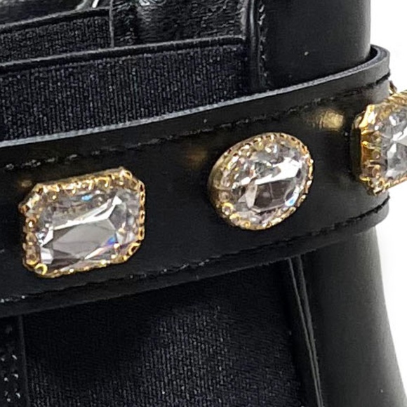 New Black Jewel Collar Chelsea Ankle Boots Booties - Picture 4 of 4